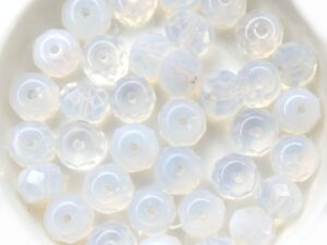 0140226 White Opal, Rondelle Facet 9 x 6 mm. 15 Pc.-14940