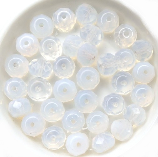 0140226 White Opal, Rondelle Facet 9 x 6 mm. 15 Pc.-14940
