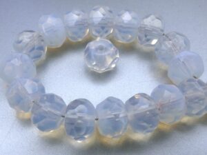 0140226 White Opal, Rondelle Facet 9 x 6 mm. 15 Pc.-14942