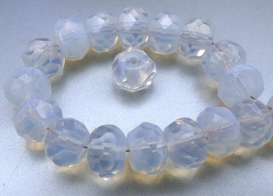 0140226 White Opal, Rondelle Facet 9 x 6 mm. 15 Pc.-14942