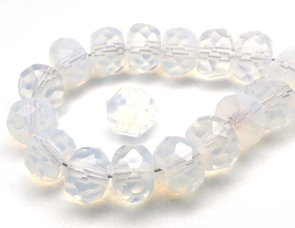 0140226 White Opal, Rondelle Facet 9 x 6 mm. 15 Pc.-0 0140226 White Opal, Rondelle Facet 9 x 6 mm. 15 Pc.-0
