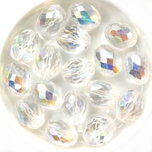 0150134 Crystal AB Oval Facet 13 x 10 mm. 6 Pc.-0