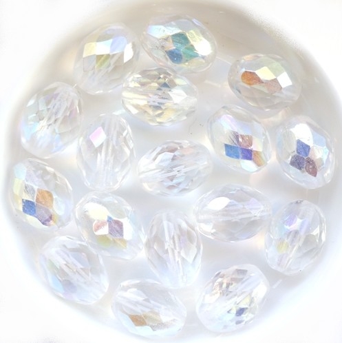 0150134 Crystal AB Oval Facet 13 x 10 mm. 6 Pc.-14936