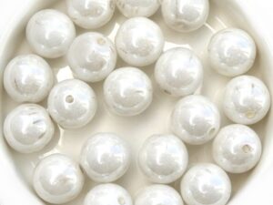 0140043 White Alabaster Luster pressed round 10 mm. 14 Pc.-0