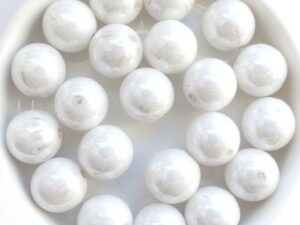 0140043 White Alabaster Luster pressed round 10 mm. 14 Pc.-14945