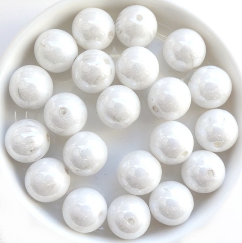 0140043 White Alabaster Luster pressed round 10 mm. 14 Pc.-14945