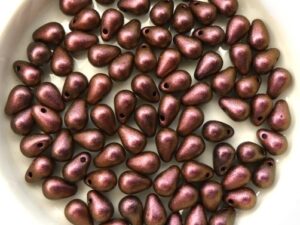 CD-23980-94100 Polychrome Dark Rose Czech Drops 40 Pc.-15024