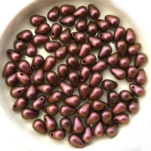 CD-23980-94100 Polychrome Dark Rose Czech Drops 40 Pc.-15024