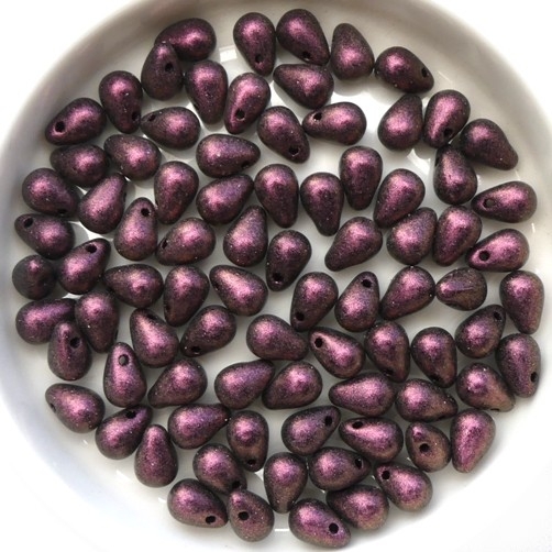 CD-23980-94106 Polychrome Dark Amethyst Czech Drops 40 Pc.-15055