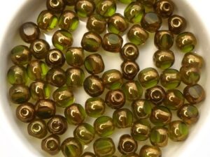 0100412 Olivine Bronze 3 Cut 6 mm. 22 Pc.-14757