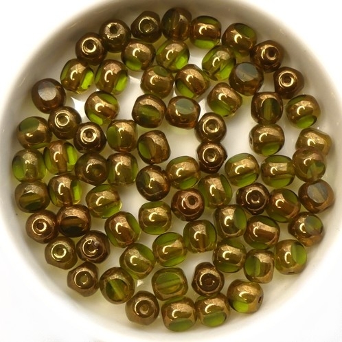0100412 Olivine Bronze 3 Cut 6 mm. 22 Pc.-14757