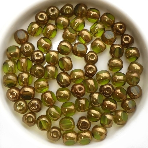 0100412 Olivine Bronze 3 Cut 6 mm. 22 Pc.-14758