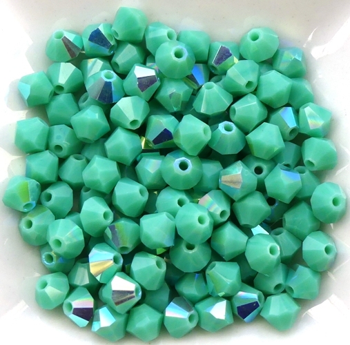04-MC-63130-28701 Bicone Opaque Green Turquoise AB 4 mm. 50 Pc.-0 04-MC-63130-28701 Bicone Opaque Green Turquoise AB 4 mm. 50 Pc.-0