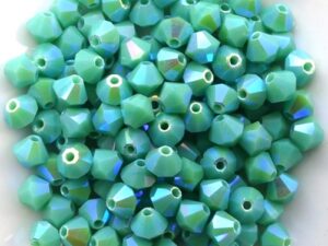 04-MC-63130-28701X2 Bicone Opaque Green Turquoise 2X AB 4 mm. 50 Pc.-0