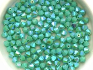 04-MC-63130-28701X2 Bicone Opaque Green Turquoise 2X AB 4 mm. 50 Pc.-15306