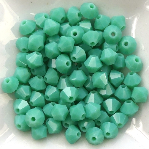 04-MC-63130 Bicone Opaque Green Turquoise 4 mm. 50 Pc.-0 04-MC-63130 Bicone Opaque Green Turquoise 4 mm. 50 Pc.-0