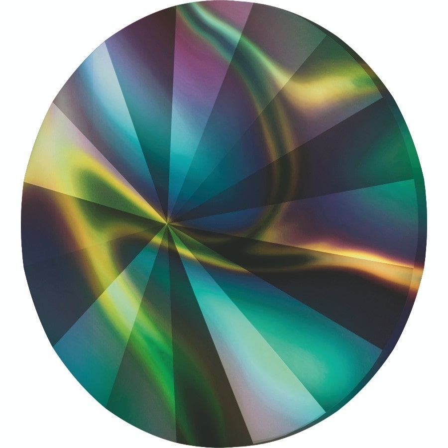 12 mm. 001-RABDK Crystal Rainbow Dark Foiled 1122 Swarovski Rivoli-15161