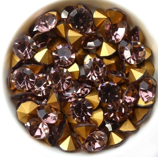 SS39-MCC-20020-98521 Light Amethyst Gold Foiled Chaton 8 mm. 12 Pc.-15384