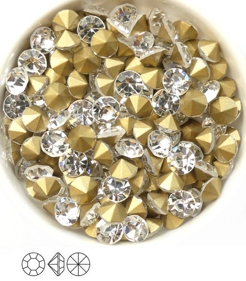 SS29-MCC-00030-98521 Crystal Gold Foiled Chaton 6 mm. 12 Pc.-0