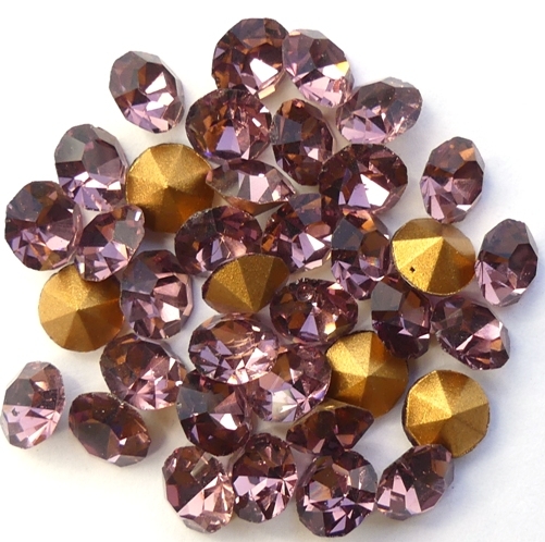 SS29-MCC-20020-98521 Light Amethyst Gold Foiled Chaton 6 mm. 12 Pc.-15342