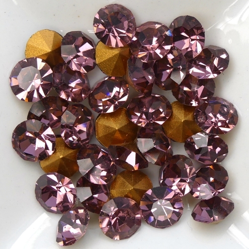 SS29-MCC-20020-98521 Light Amethyst Gold Foiled Chaton 6 mm. 12 Pc.-15339