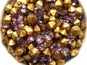 SS29-MCC-20020-98521 Light Amethyst Gold Foiled Chaton 6 mm. 12 Pc.-0