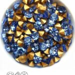SS29-MCC-30020-98521 Light Sapphire Gold Foiled Chaton 6 mm. 12 Pc.-0
