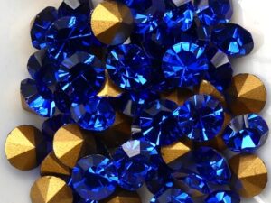 SS29-MCC-30050-98521 Sapphire Gold Foiled Chaton 6 mm. 12 Pc.-15354