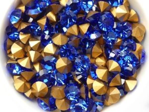 SS29-MCC-30050-98521 Sapphire Gold Foiled Chaton 6 mm. 12 Pc.-0