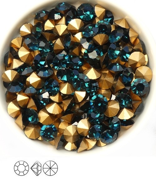 SS29-MCC-30340-98521 Montana Sapphire Gold Foiled Chaton 6 mm. 12 Pc.-0