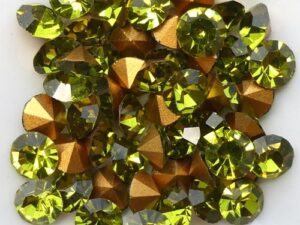 SS29-MCC-50230-98521 Olivine Gold Foiled Chaton 6 mm. 12 Pc.-15362