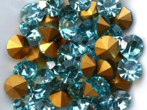 SS29-MCC-60010-98521 Aqua Gold Foiled Chaton 6 mm. 12 Pc.-15373