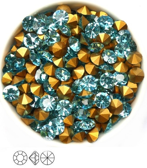 SS29-MCC-60010-98521 Aqua Gold Foiled Chaton 6 mm. 12 Pc.-0