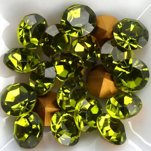 SS39-MCC-50230-98521 Olivine Gold Foiled Chaton 8 mm. 12 Pc.-15403
