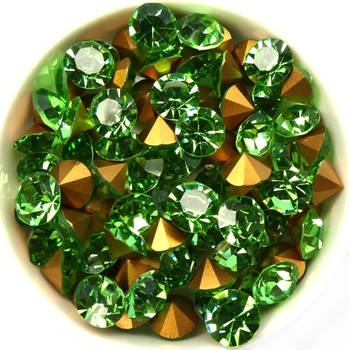 SS39-MCC-50520-98521 Peridot Gold Foiled Chaton 8 mm. 12 Pc.-15411