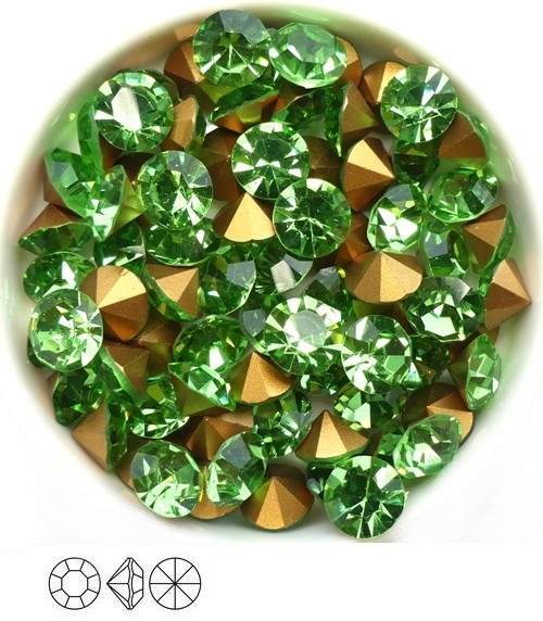 SS39-MCC-50520-98521 Peridot Gold Foiled Chaton 8 mm. 12 Pc.-0
