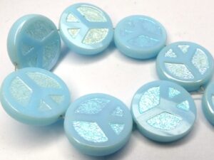 0090217 Light Opaque Blue Turquoise Full AB Table Cut Peace Bead. 4 Pc.-15463
