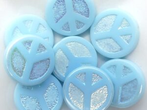 0090217 Light Opaque Blue Turquoise Full AB Table Cut Peace Bead. 4 Pc.-15465