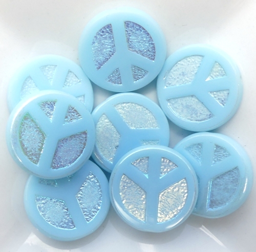 0090217 Light Opaque Blue Turquoise Full AB Table Cut Peace Bead. 4 Pc.-15465
