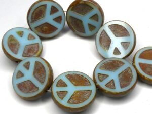 0090258 Light Opaque Blue Turquoise Travertin Table Cut Peace Bead. 4 Pc.-0