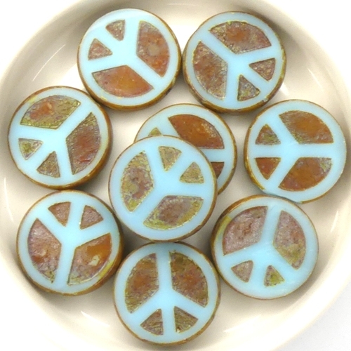 0090258 Light Opaque Blue Turquoise Travertin Table Cut Peace Bead. 4 Pc.-15472