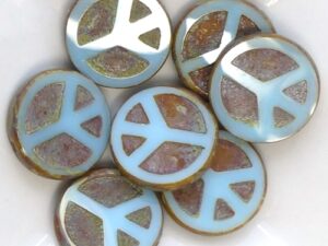 0090258 Light Opaque Blue Turquoise Travertin Table Cut Peace Bead. 4 Pc.-15473