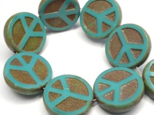 0100053 Opaque Green Turquoise Travertin Table Cut Peace Bead. 4 Pc.-0