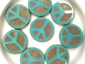 0100053 Opaque Green Turquoise Travertin Table Cut Peace Bead. 4 Pc.-15496