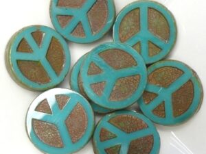 0100053 Opaque Green Turquoise Travertin Table Cut Peace Bead. 4 Pc.-15486