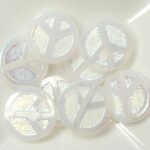 0140102 White Opal Full AB Table Cut Peace Bead. 4 Pc.-0