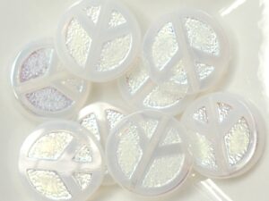 0140102 White Opal Full AB Table Cut Peace Bead. 4 Pc.-0