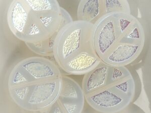 0140102 White Opal Full AB Table Cut Peace Bead. 4 Pc.-15619