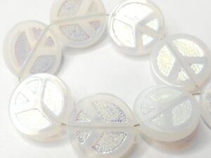 0140102 White Opal Full AB Table Cut Peace Bead. 4 Pc.-15618