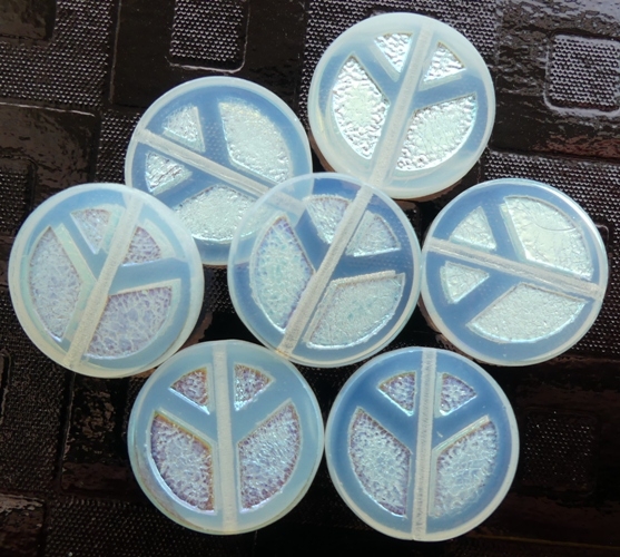 0140102 White Opal Full AB Table Cut Peace Bead. 4 Pc.-15620